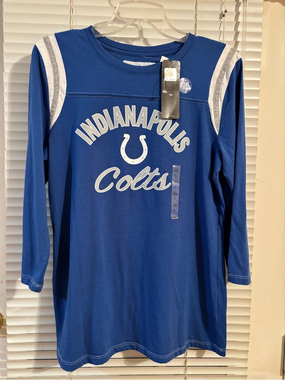 New Indianapolis Colts NFL Team Apparel Women's Size Large 3/4 sleeve T-shirt